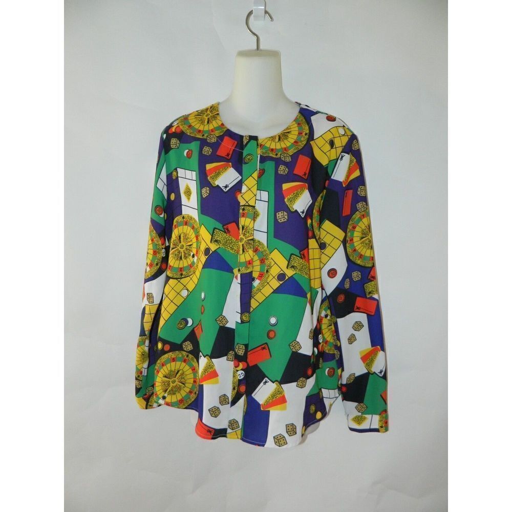Stylenanda Shirt Casio Gambling Las‎ Vegas Red Green Blouse Size M/L